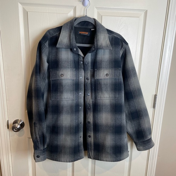 Ridgecut heavy fleece lined jacket Shacket Black and Gray Plaid large - Picture 1 of 13